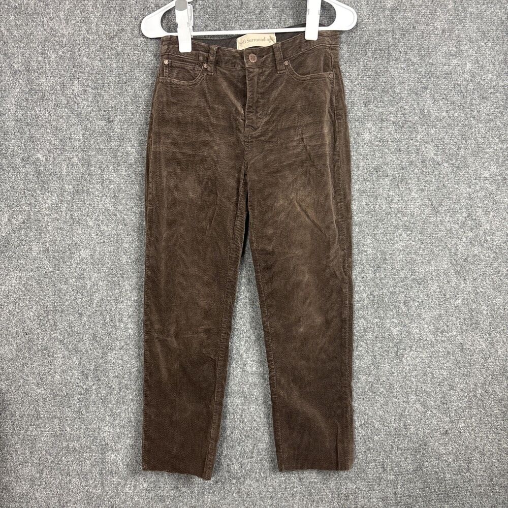 Soft Surroundings Pants Womens Sz 2 Brown Chocolate Corduroy Crop Cut Off Casual